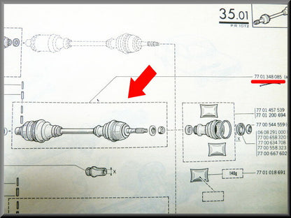 Arbre de transmission – Renault 12 – OEM 7700535244 – NOS
