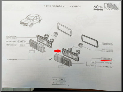 Unité de feu de position gauche (Seima) – Renault 12 Gordini - Alpine A310 – OEM 7701018051 – NOS