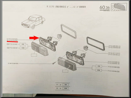 Stadslicht unit rechts (Seima) – Renault 12 – OEM 7701018054 – NOS