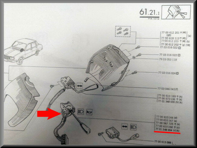 Lichtschakelaar  – Renault 12 – OEM 7701348654 – NOS