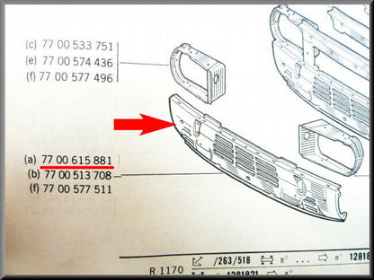 Deel frontplaat onderzijde  – Renault 12 – OEM 7700615881 – NOS