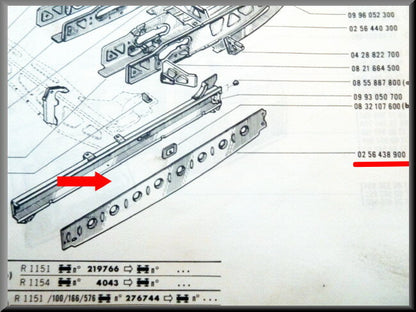 Tussenplaat langsbalk binnenzijde links  – Renault 16 – OEM 0256438900A – NOS