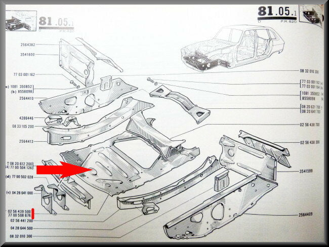 Partie de plancher – Renault 16 – OEM 7700508677B – NOS