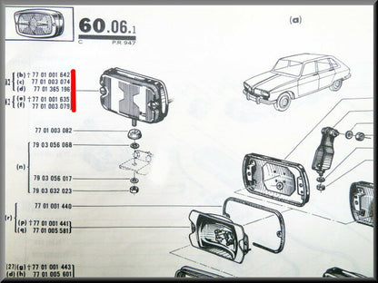 Projecteur longue portée – Renault 4 – Renault 16 – Renault diverses – OEM 7701001642 – NOS