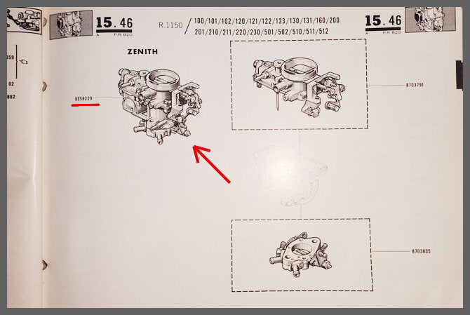 Carburateur Zenith – Renault 16 – OEM 0855822900 – NOS