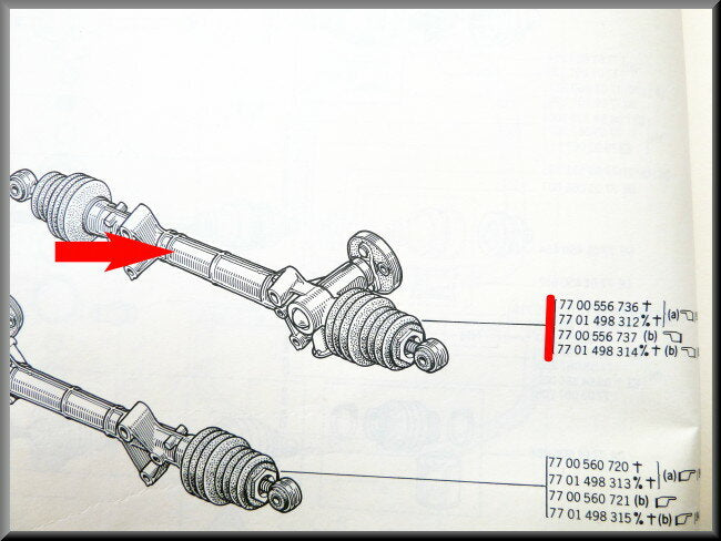 Crémaillère de direction – Renault 12 – Renault 15 - Renault 17 - OEM 7700556736 – NOS