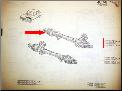 Crémaillère de direction – Renault 12 – Renault 15 - Renault 17 - OEM 7700556736 – NOS