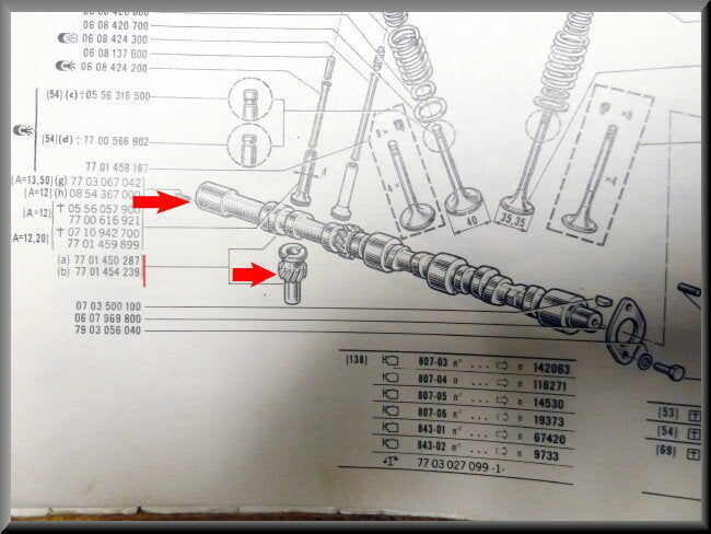 Nokkenas met ontstekingstandwiel  – Renault 16 – OEM 7701450287 – NOS