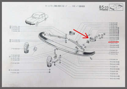 Bumpersteun voorzijde links  – Renault 12 – OEM 7700555327 – NOS