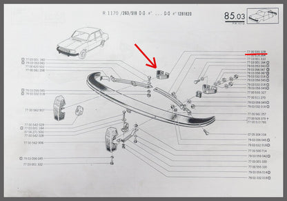 Support de pare-chocs avant droit – Renault 12 – OEM 7700555328 – NOS