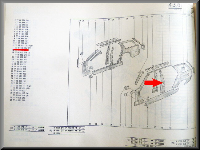 B-pillar left – Renault 18 – OEM 7701582892 – NOS