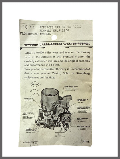 Carburetor repair kit – Renault 8 – NOS