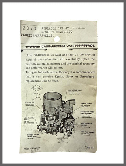 Carburetor repair kit – Renault 8 – NOS
