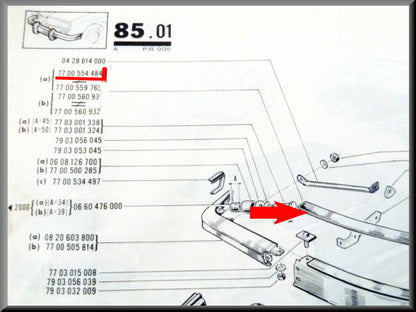 Bandeau central de pare-chocs avant – Renault 16 – OEM 7700554484 – Occasion