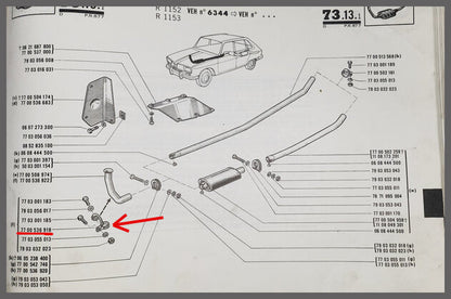 Uitlaatklem – Renault 16 L, TL – OEM 7700536918 – NOS