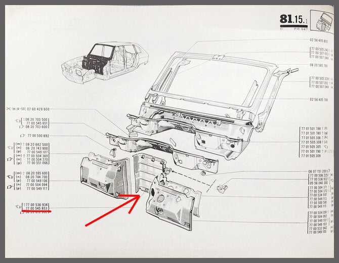 Schutbord – Renault 16 – OEM 7700545653 – NOS