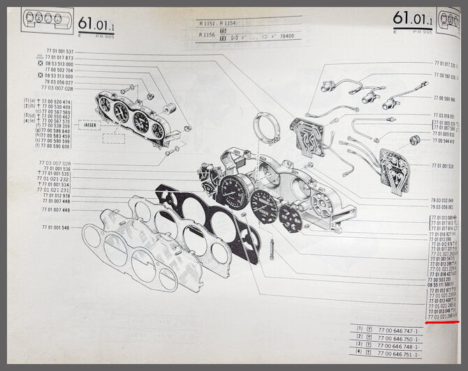 Toerenteller – Renault 16 TS, automaat – OEM 7701021268 – NOS