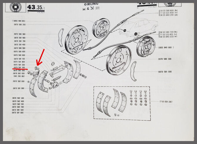 Agrafe de mâchoire de frein – goupille de levier de frein à main – Renault 16 – Renault 12 - Renault divers - OEM 0870531300