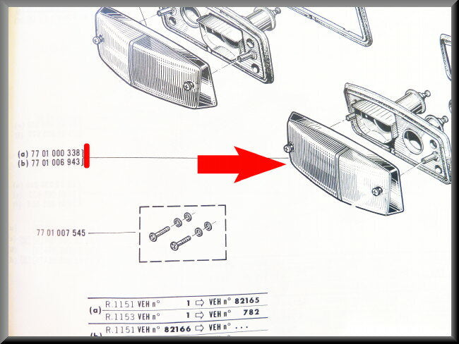 Indicator lens left (white with chrome trim) – Renault 16 – OEM 7701006943b - 7701013451 – NOS