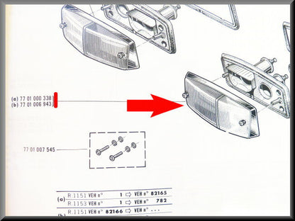 Indicator lens left (white with chrome trim) – Renault 16 – OEM 7701006943b - 7701013451 – NOS