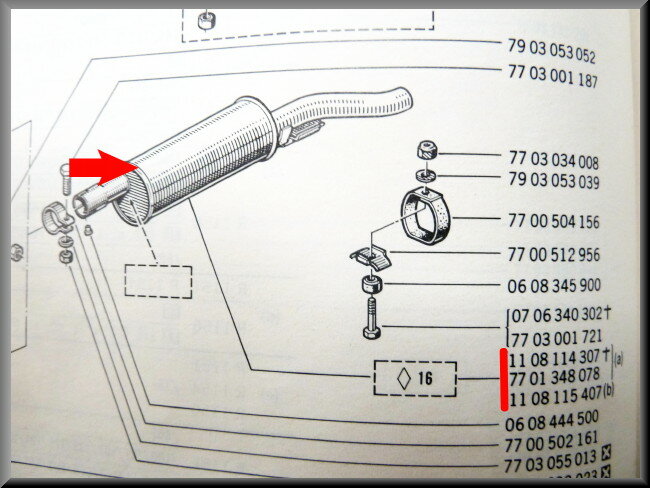 Achterdemper RVS – Renault 16 alle types behalve R16 L (1150) – OEM 7701348078A