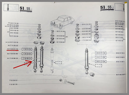 Schokdempers voorzijde – Renault 16 – OEM 7700572702 – NOS