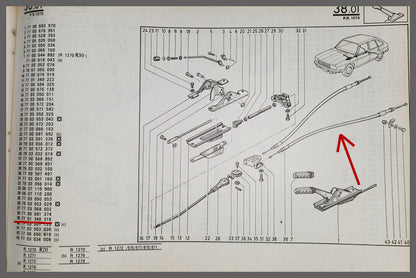 Handremkabel – Renault 20 – Renault 30 - OEM 7701348316 – NOS