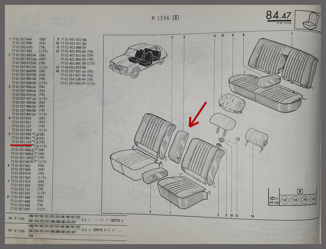 Armleuning voorzijde links – Renault 16 – OEM 7701551164