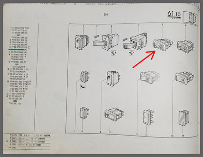 Tuimelschakelaar achterruitwisser – Renault 4 – Renault 5 - OEM 7700579997 – NOS