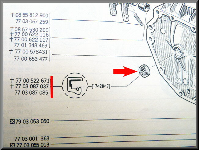 Priseas oil seal (17x28x7x12 mm) – Renault 12 – OEM 7703087085A