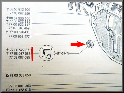 Priseas oil seal (17x28x7x12 mm) – Renault 12 – OEM 7703087085A