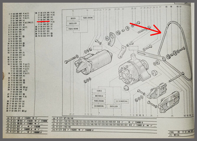 Courroie trapézoïdale – Renault 20 – Renault 30 - OEM 7700647366 – NOS
