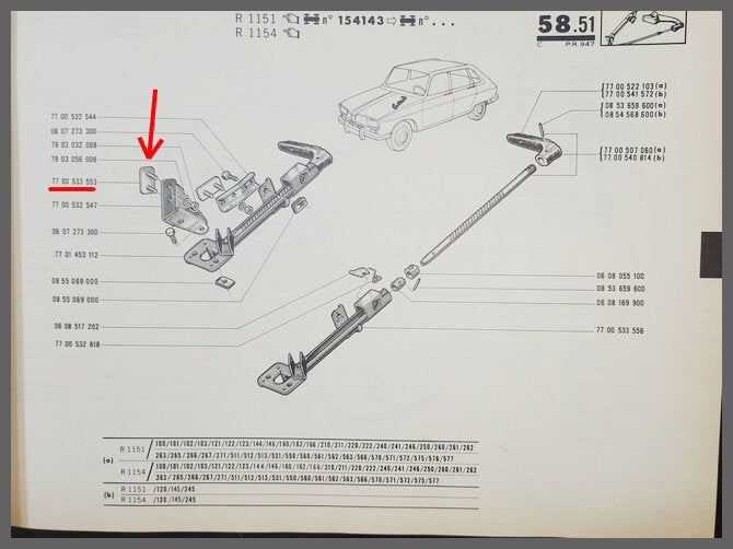Fixation de deux goujons filetés – Renault 16 – OEM 7700533553 – NOS