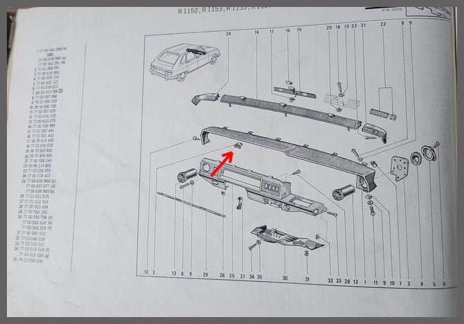 Pince de tableau de bord – Renault 16 – OEM 7701008091 – NOS