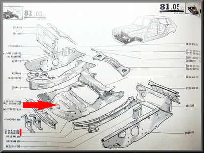 Deel van bodemplaat – Renault 16 – OEM 7700508677E – NOS