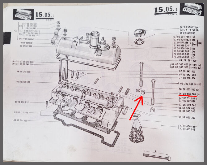 Spacer head bolt – Renault 16 – OEM 0608565500