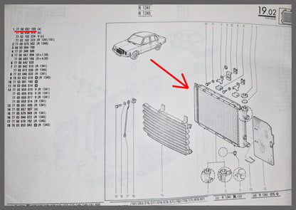 Radiateur – Renault 18 (TL, GTL) – OEM 7700657109 – NOS