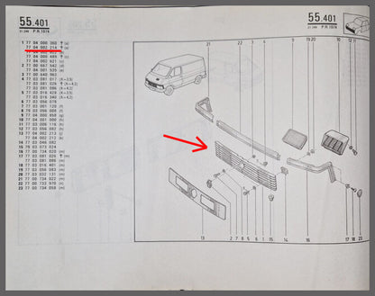 Grill – Renault Trafic – OEM 7704002214 – NOS