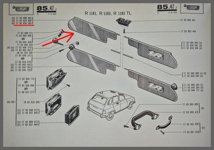 Zonneklep links – Renault 6 – OEM 7702038303 – NOS