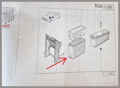 Bac de console centrale, noir – Renault 16 – OEM 7700552256 – Occasion
