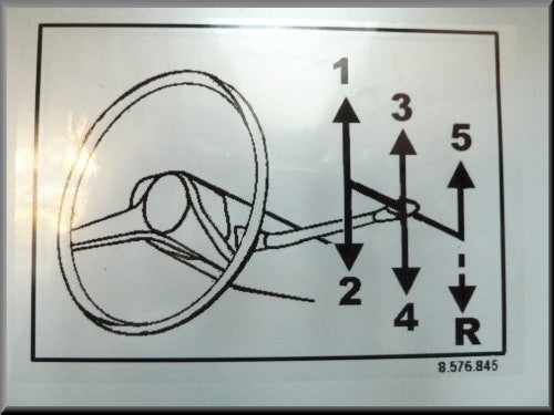 Autocollant transparent intérieur pour vitre avec diagramme de boîte 5 vitesses – Renault 16 – OEM 8576845