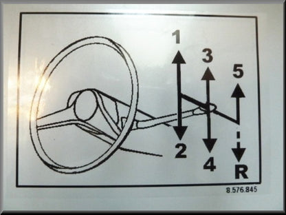 Autocollant transparent intérieur pour vitre avec diagramme de boîte 5 vitesses – Renault 16 – OEM 8576845