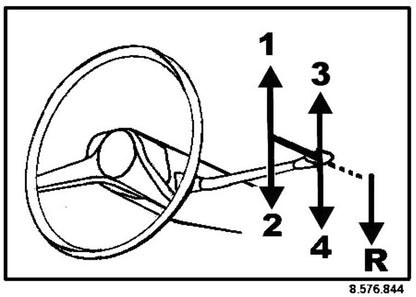 Autocollant transparent à apposer à l'intérieur de la vitre avec schéma de boîte de vitesses 4 rapports – Renault 16 – Référence OEM 8576844