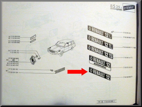 Emblème – Renault 12 – OEM 7700569888