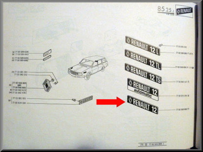 Emblème – Renault 12 – OEM 7700569888