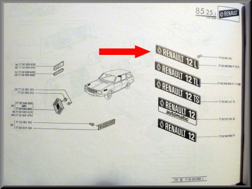 Emblem – Renault 12 L – OEM 7700569335