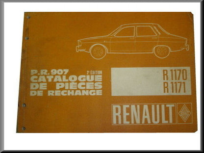 Manuel de pièces PR 907 édition 2 8 1970 R1170 R1171 – Renault 12 – Utilisé