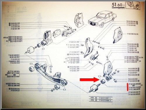 Support moteur en caoutchouc (petit) – Renault 12 – Renault 15 - Renault 17 - OEM 7701348049