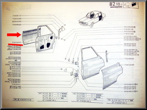 Deurplaat links achter – Renault 12 – OEM 7700516669