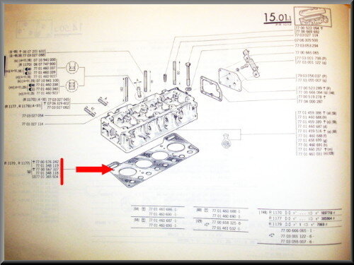 Koppakking – Renault 12 – Renault 15 - Renault 5 -  OEM 7701348119